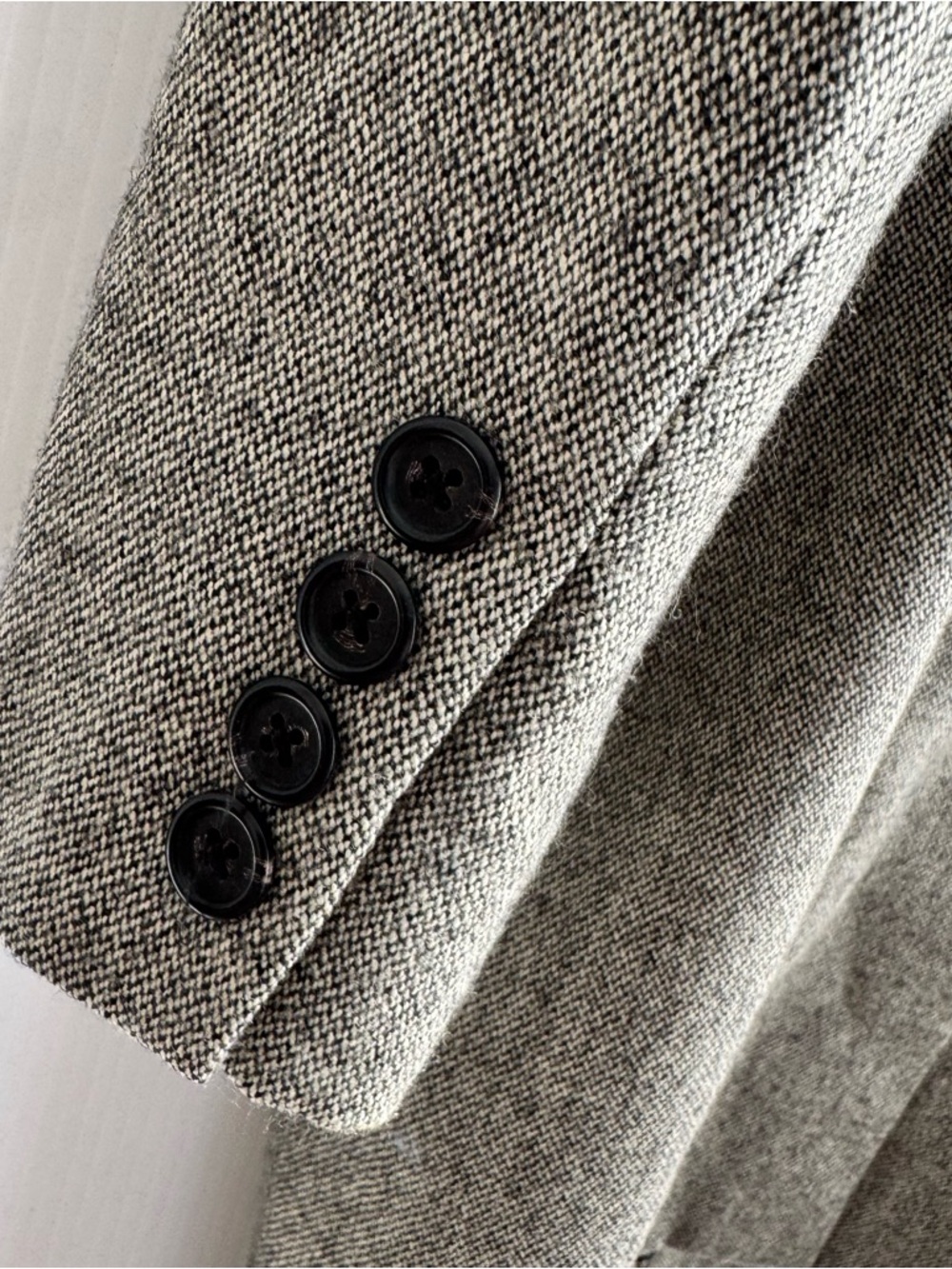 Vintage Ralph Lauren Gray Wool-Blend Trench Coat Black leather  Collar - Picture 5 of 7